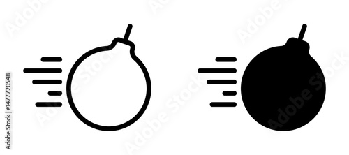 Demolition ball icon in black modern and lines and solid