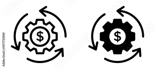 Business model icon in black modern and lines and solid
