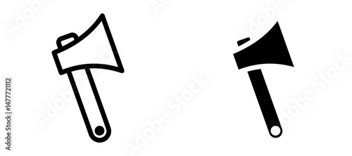 Hatchet icon in black modern and lines and solid