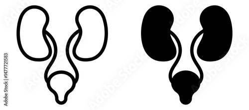 Urology icon in black modern and lines and solid
