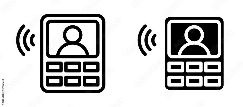 Intercom icon in black modern and lines and solid