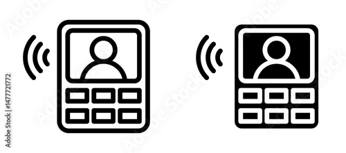 Intercom icon in black modern and lines and solid