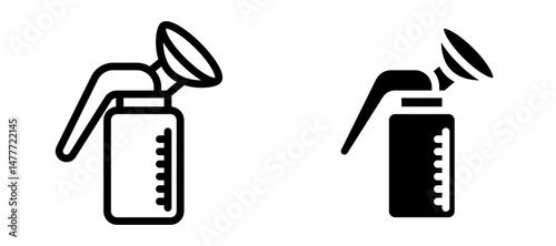 Breast pump icon in black modern and lines and solid