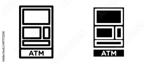 Atm icon in black modern and lines and solid