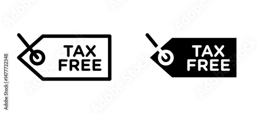 Tax free icon in black modern and lines and solid