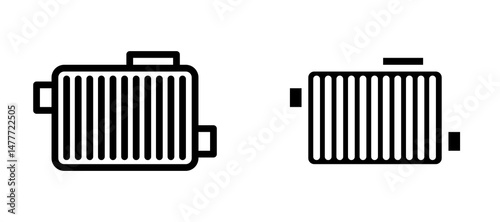 car radiator icon in black modern and lines and solid