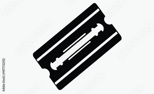 razor blade silhouette, shaving tool icon, sharp edge vector, black white blade, grooming item graphic, minimal blade design, hygiene tool shape, barber equipment symbol