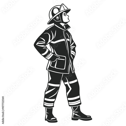 Team Firefighter Pose Vector Set
