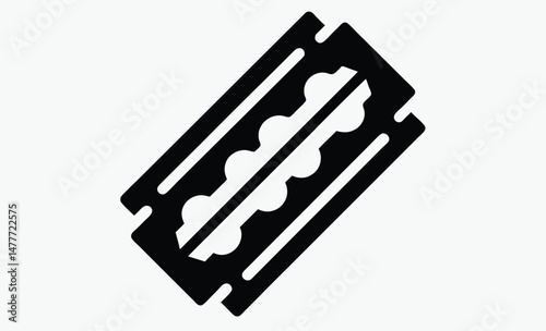 razor blade silhouette, shaving tool icon, sharp edge vector, black white blade, grooming item graphic, minimal blade design, hygiene tool shape, barber equipment symbol