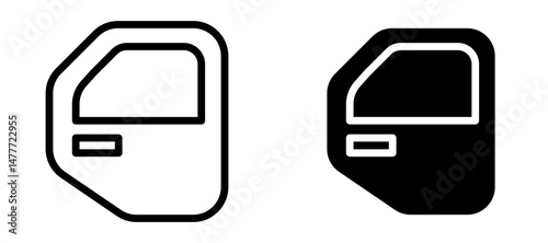 car door icon in black modern and lines and solid