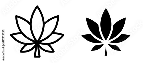 Weed icon in black modern and lines and solid