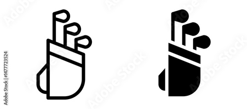 Golf bag icon in black modern and lines and solid