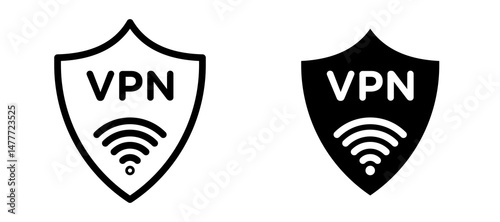 Vpn icon in black modern and lines and solid