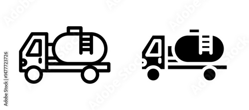 Fuel truck icon in black modern and lines and solid