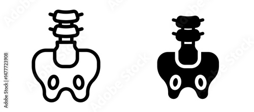 Pelvic area icon in black modern and lines and solid