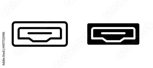 HDMI icon in black modern and lines and solid