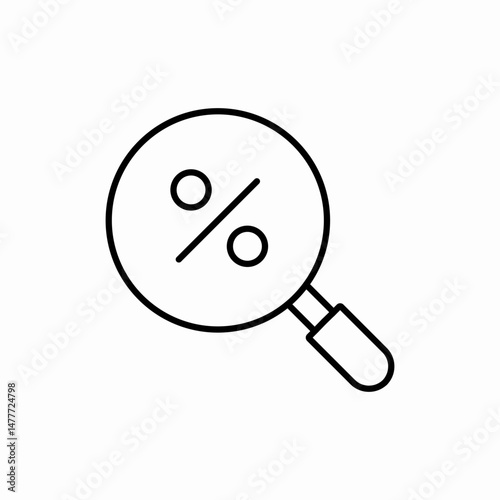 Percentage search magnifying glass icon vector sign