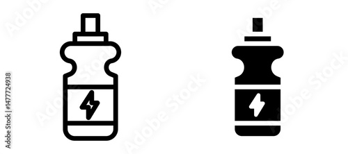 Energy drink icon in black modern and lines and solid