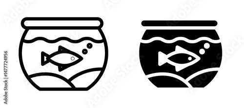 Fish bowl icon in black modern and lines and solid