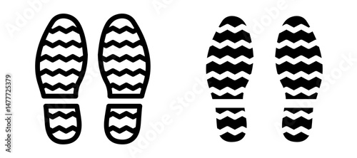 Shoe print icon in black modern and lines and solid