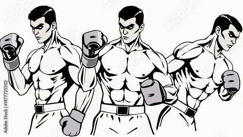 Wallpaper Mural fighting stance strong figure boxer silhouette athletic action white background black silhouette motion action illustration boxer pose
 Torontodigital.ca