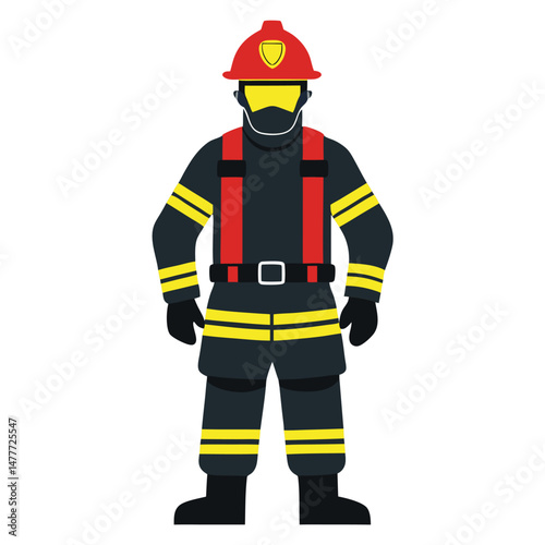 Brave Firefighters in Formation Illustration