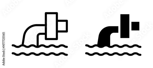 Waste water icon in black modern and lines and solid