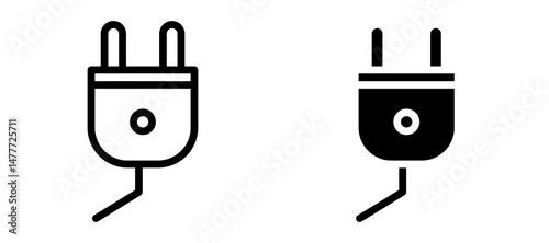 Electric plug icon in black modern and lines and solid