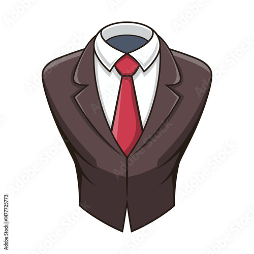 Vector illustration Minimalist vector icon of a suit jacket and tie, symbolizing formal attire and professionalism