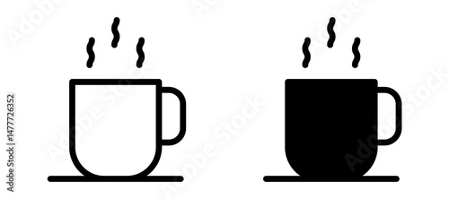 Coffee mug icon in black modern and lines and solid