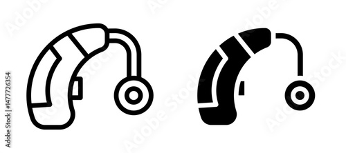 Hearing aid icon in black modern and lines and solid