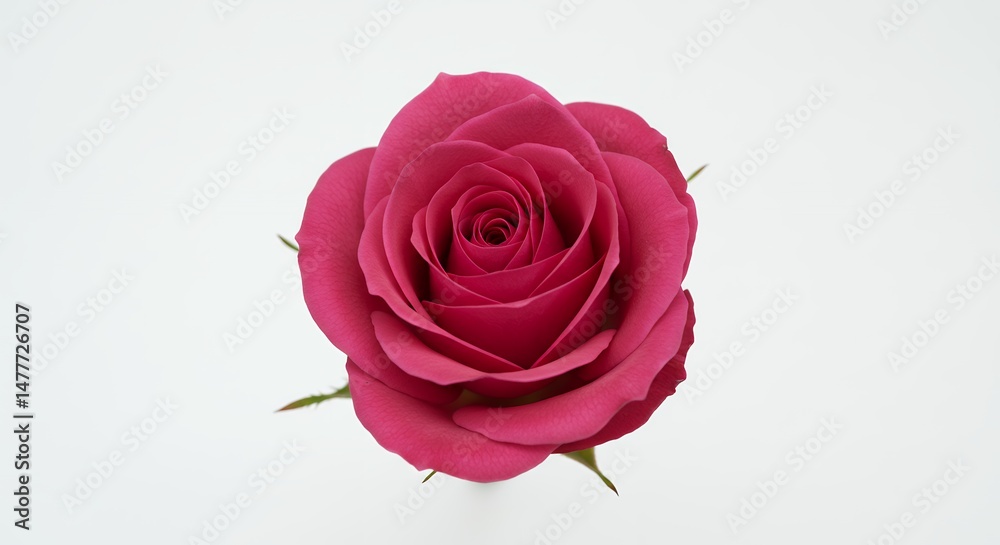Fototapeta premium Deep pink rose isolated on light gray background