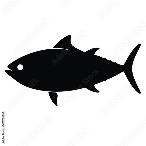 albacore tuna vector silhouette icon - ideal for fishing logos, seafood icons, and aquatic-themed graphics.