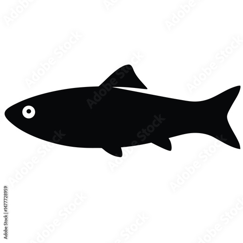 anchovy vector silhouette icon - ideal for fishing logos, seafood icons, and aquatic-themed graphics.