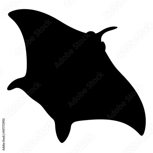 angel shark vector silhouette icon - ideal for fishing logos, seafood icons, and aquatic-themed graphics.