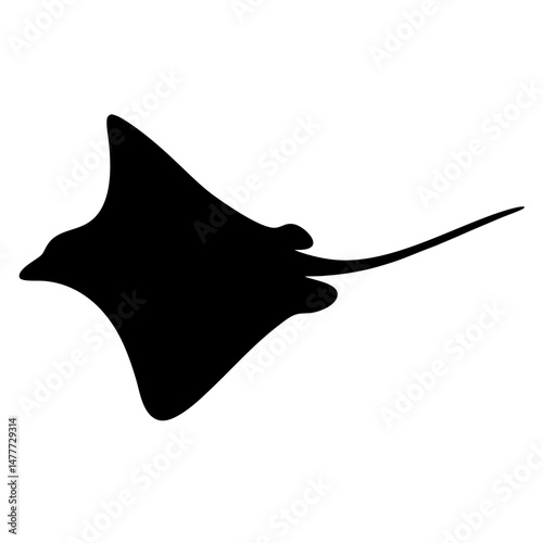 angel shark vector silhouette icon - ideal for fishing logos, seafood icons, and aquatic-themed graphics.