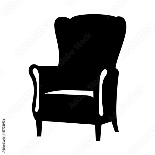 armchair vector silhouette icon - perfect for furniture icons, decals, or SVG crafts.