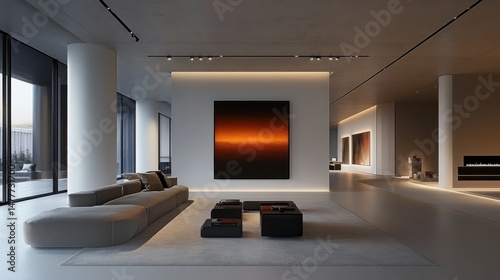 A minimalist home with smart devices integrated into the decor
