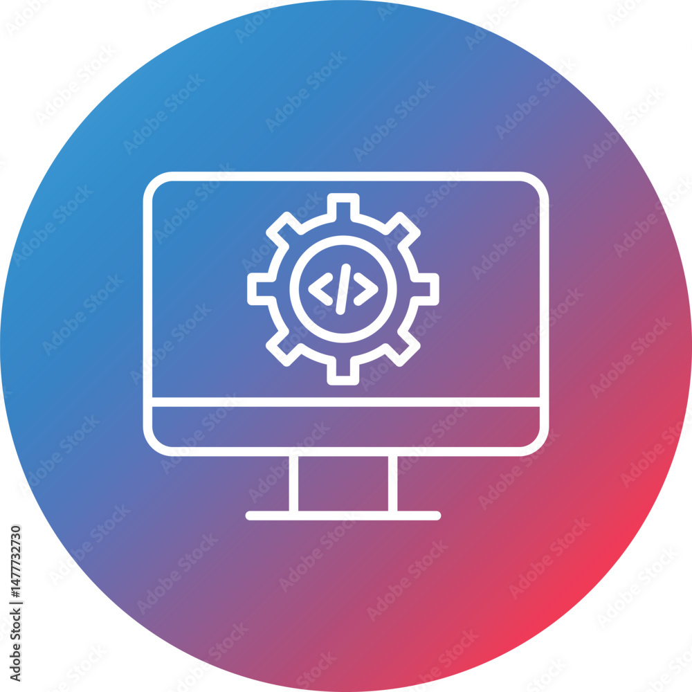Code Settings Line Gradient Circle Background Icon Code Settings Line Gradient Circle Background Icon