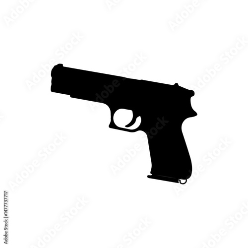 Hand gun silhouette vector flat illustration on white background.