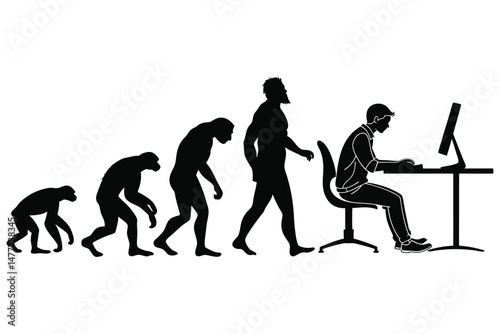 silhouette of a human evolution vector 