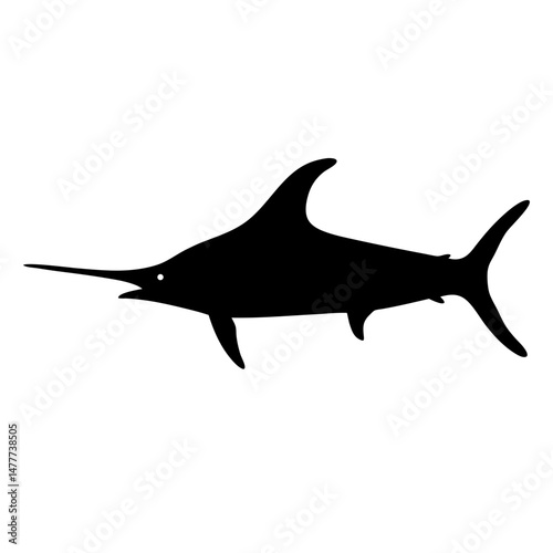 blue marlin vector silhouette icon - ideal for fishing logos, seafood icons, and aquatic-themed graphics.