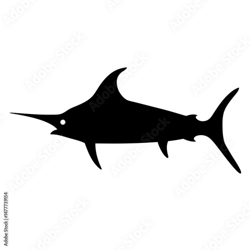blue marlin vector silhouette icon - ideal for fishing logos, seafood icons, and aquatic-themed graphics.