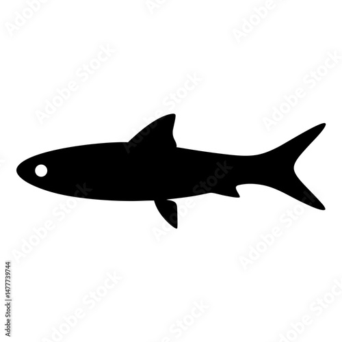 bonefish vector silhouette icon - ideal for fishing logos, seafood icons, and aquatic-themed graphics.