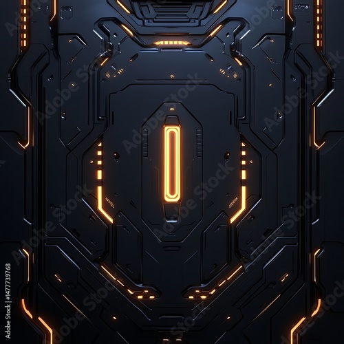 Futuristic Tech Panel: An abstract image of a technologically advanced panel with a sleek design, featuring intricate lines and an illuminated core, a showcase of innovation and industrial design