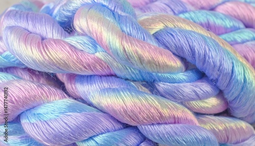 Pastel hued interwoven threads showcasing soft blended colors and textures photo