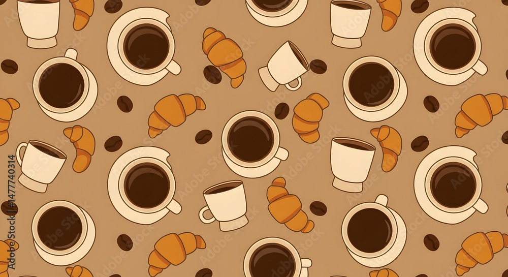 Obraz premium Coffee Elements Pattern