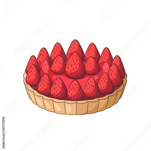 Delicious strawberry tart with a flaky crust and vibrant red fruit on top