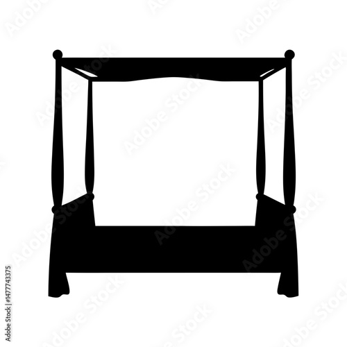canopy bed vector silhouette icon - perfect for furniture icons, decals, or SVG crafts.