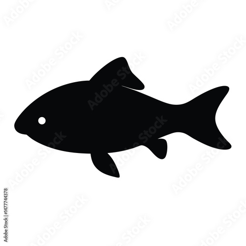 carp vector silhouette icon - ideal for fishing logos, seafood icons, and aquatic-themed graphics.
